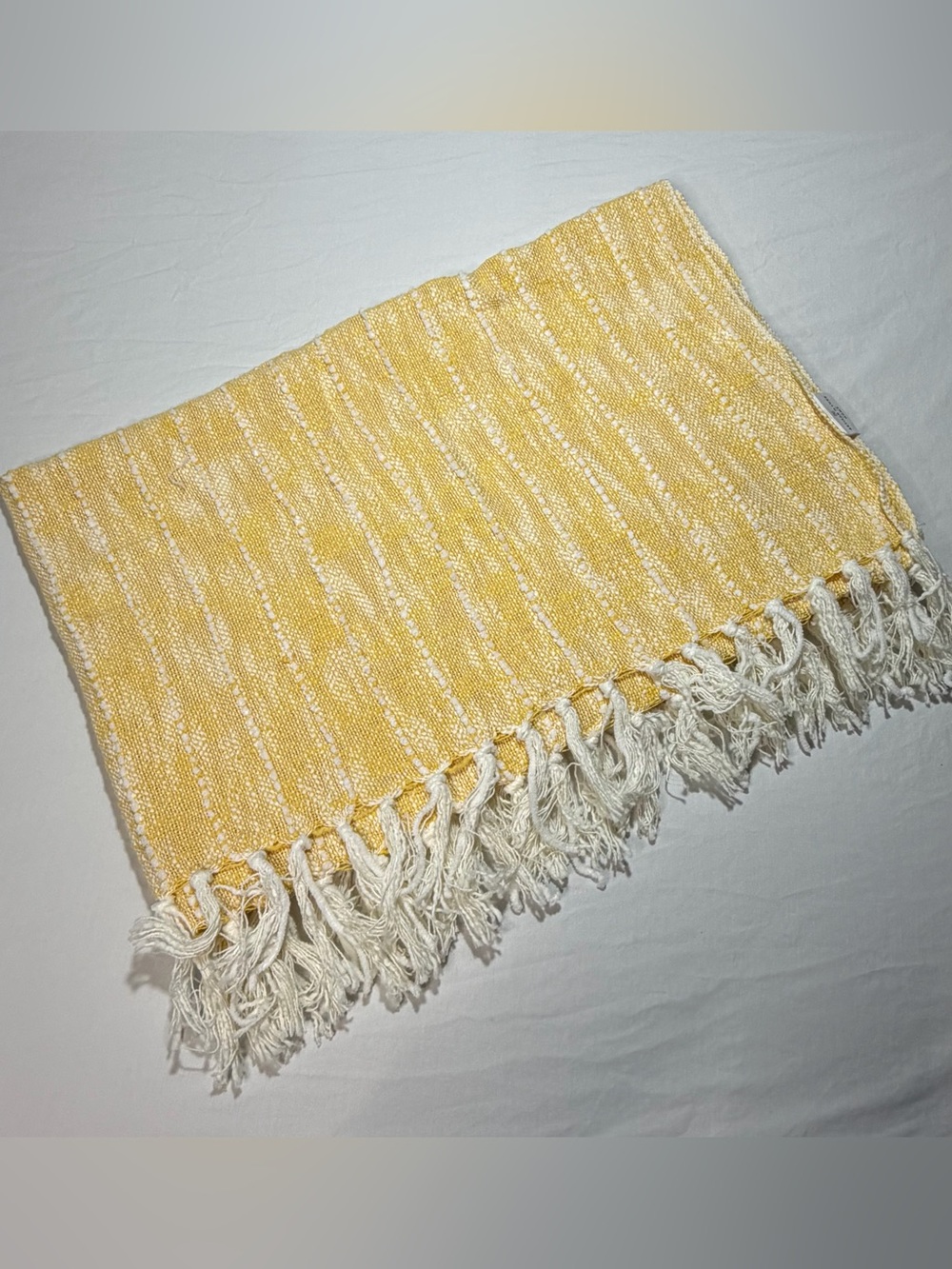 Yellow Fringe Knit Throw Blanket